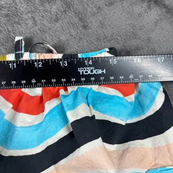 Farm Rio Sleeveless Ruffle Maxi Dress Wave Stripe Colorful Smocked Medium L200 - Picture 6 of 12